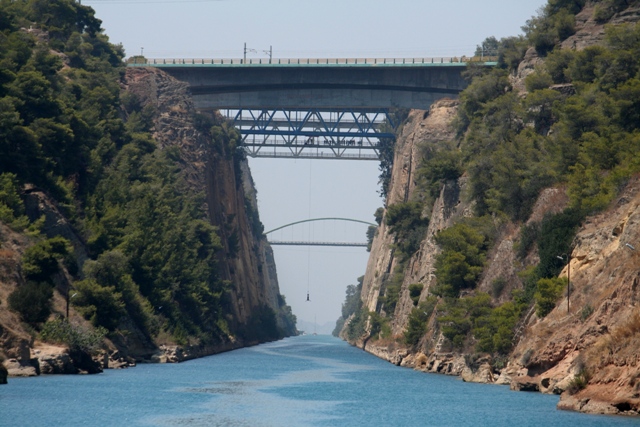 Corinth Canal - It's a long way down - and back up again 